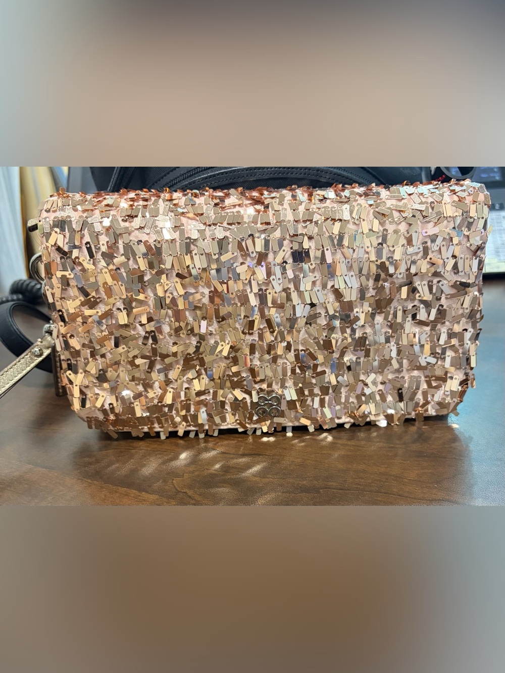 Coach Madison Rose Gold Sequin Wristlet